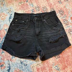 Aeropostale Black Distressed Women Shorts